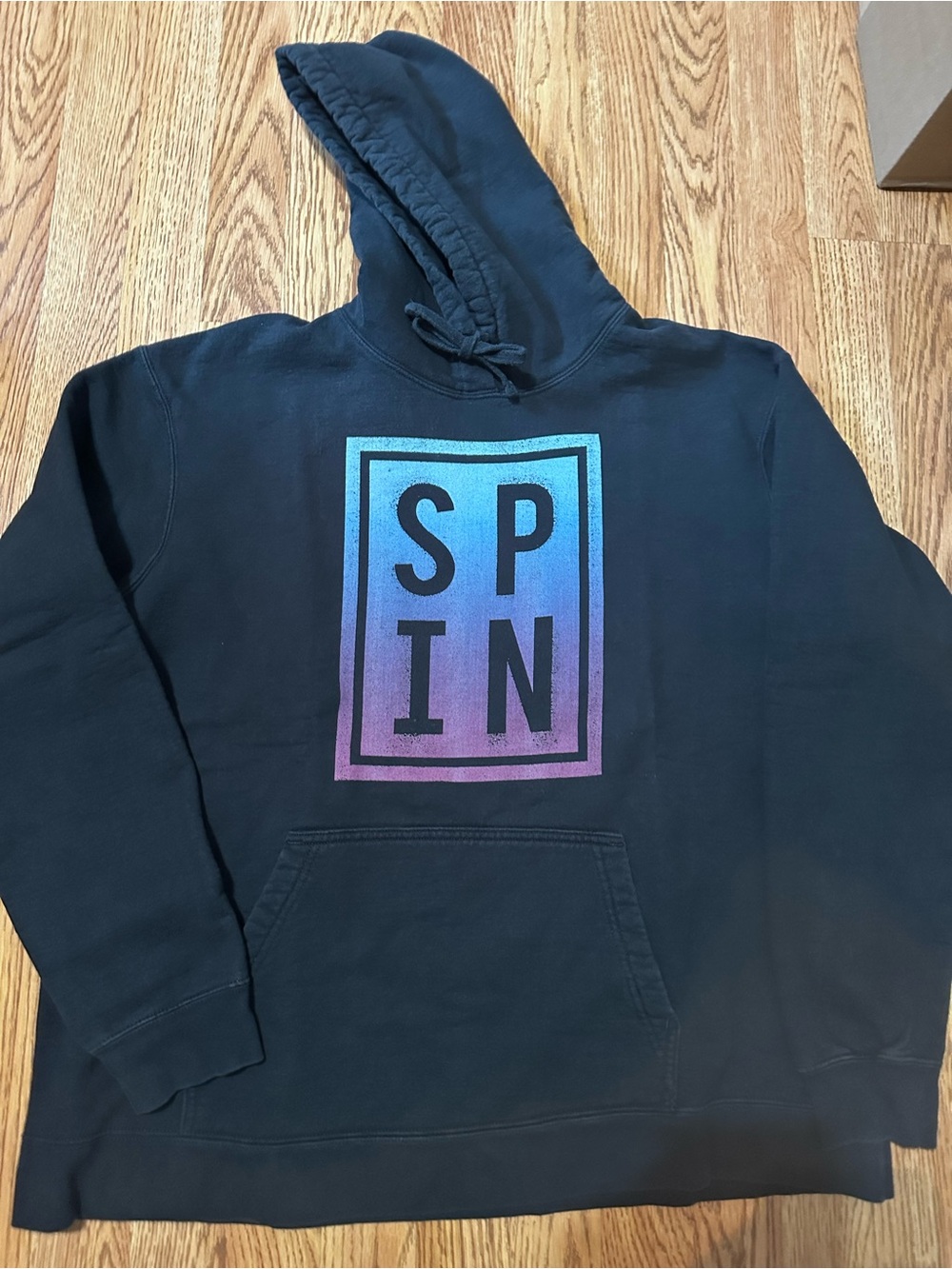 Women’s  Black Hoodie with Blue-Purple Gradient 'SPIN' Graphic XL